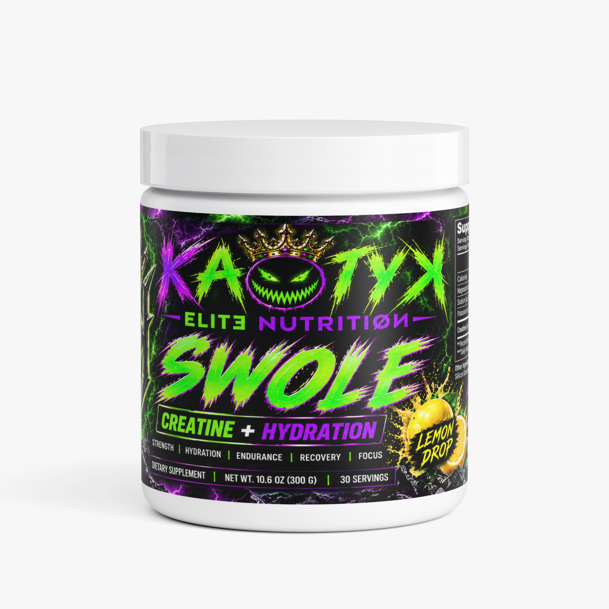 SWOLE upgraded Lemon Drop creatine and hydration powder by Kaotyk Elite Nutrition, included in Ultimate Performance Stack